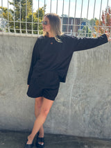 Long Sleeve Love heart split tee - Black