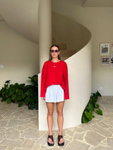 Long Sleeve Love heart split tee - Red