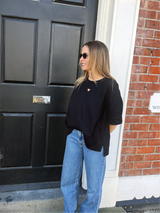 Love heart split tee - Black
