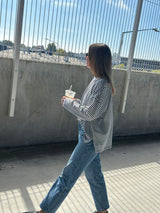 Long Sleeve Love heart split tee - Striped
