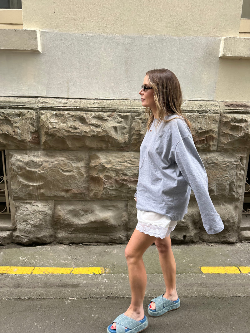 Love Heart Long Sleeve Tee - Grey