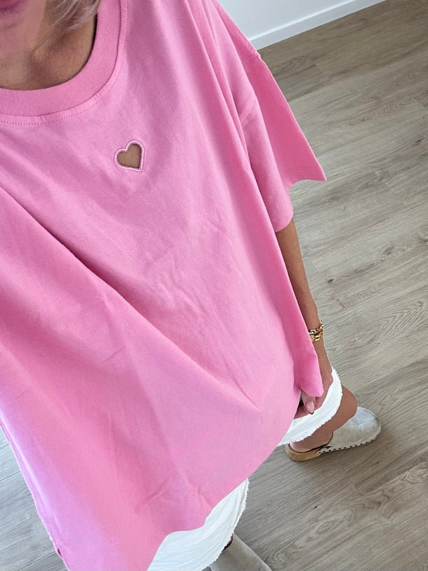 Love heart split tee - Candy PRE ORDER