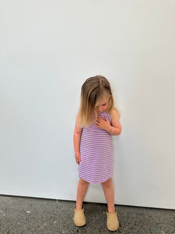 Lilac Stripe Singlet Dress