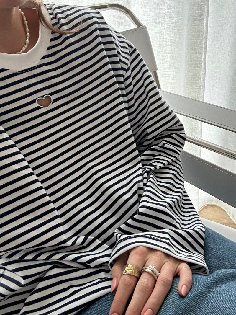 Heart Striped Long Sleeve Tee