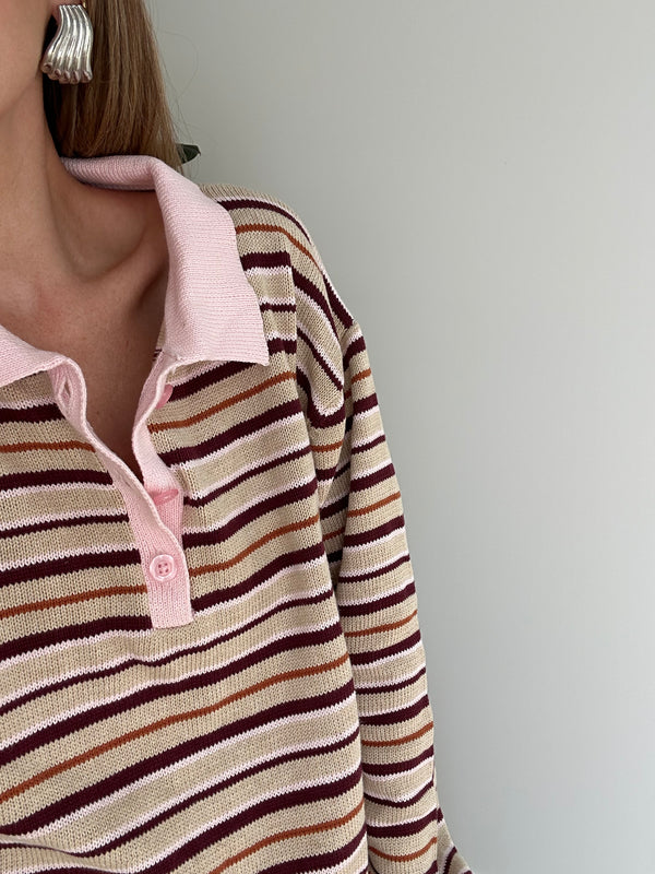 Striped polo knit