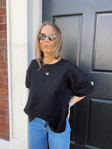 Love heart split tee - Black