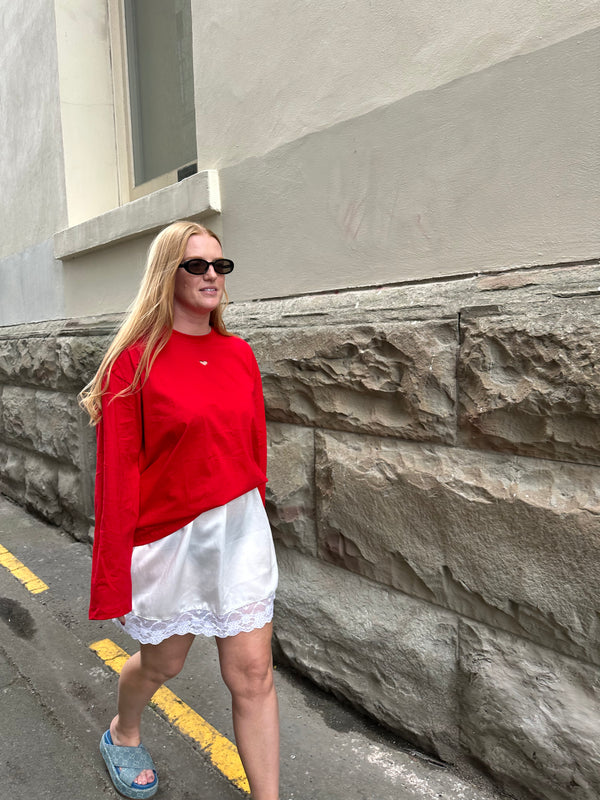 Love Heart Long Sleeve Tee - Red