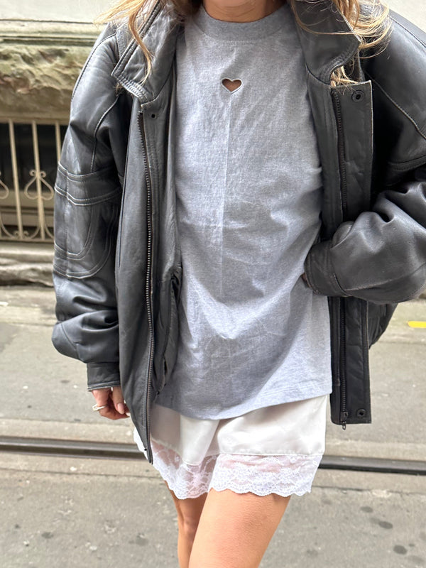 Love Heart Long Sleeve Tee - Grey
