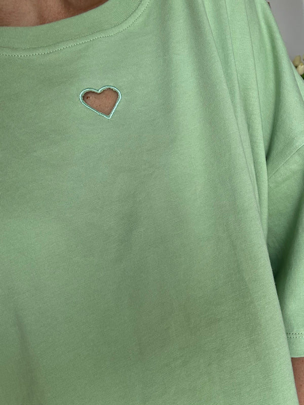 Love heart split tee - Pistachio