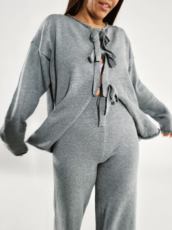 Bow Cardigan - Grey