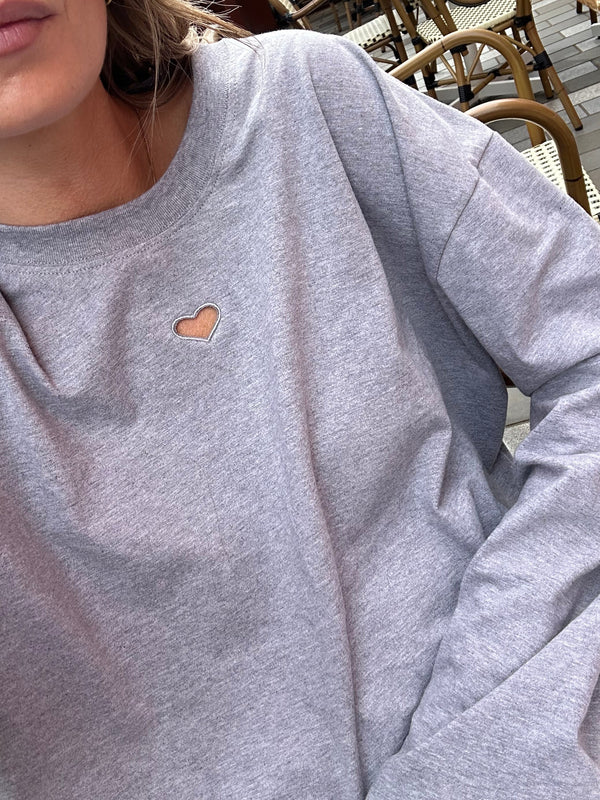 Love Heart Long Sleeve Tee - Grey