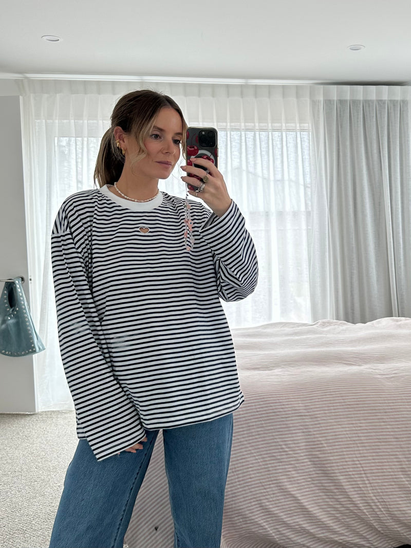 Heart Striped Long Sleeve Tee